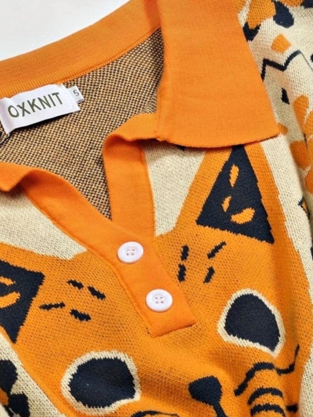 Woman Knit Blouse Polo Retro Look 100% Cotton 3x - Picture 6 of 15